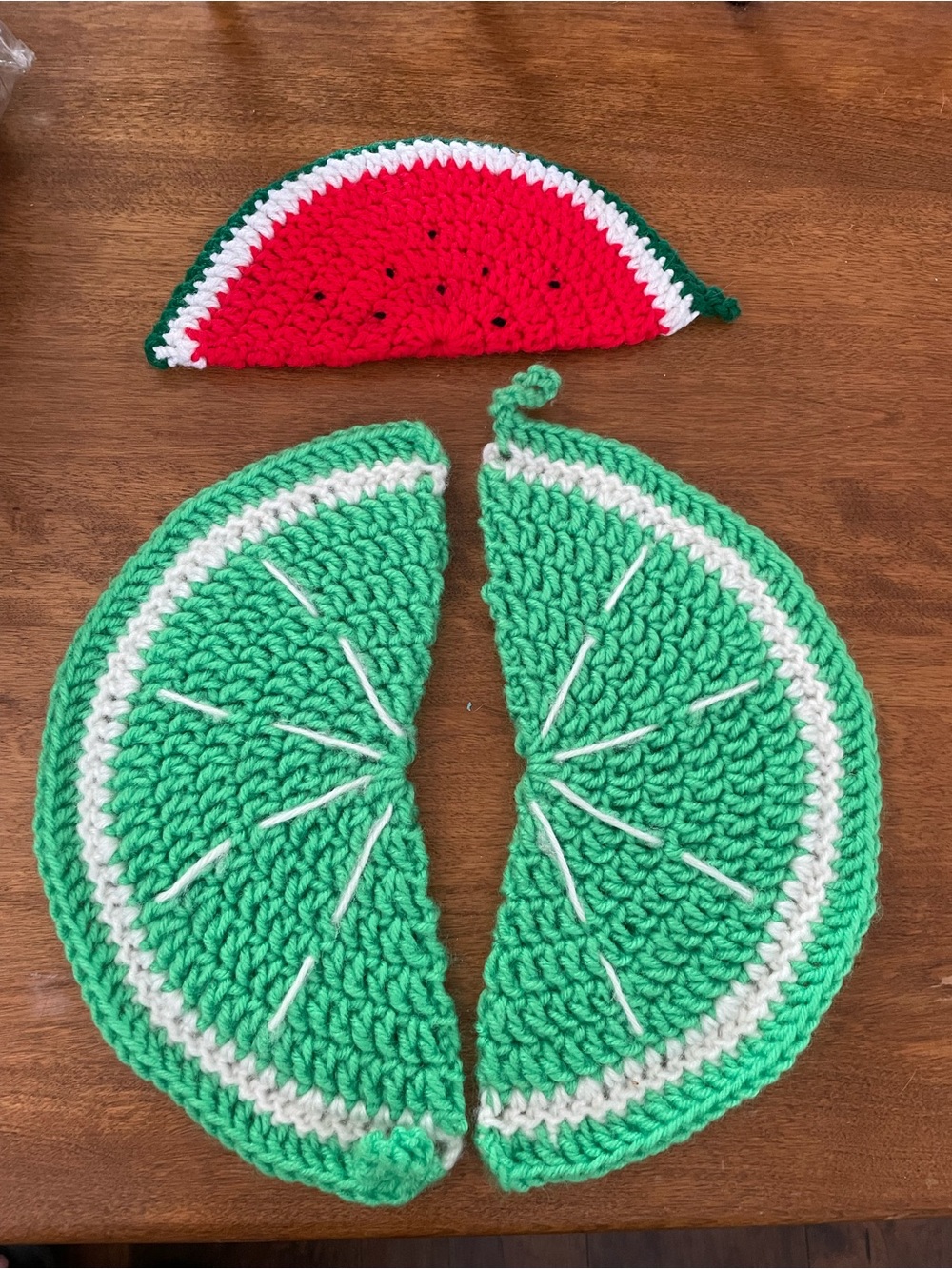 Handmade crocheted hot pad Set - Watermelon & Lime